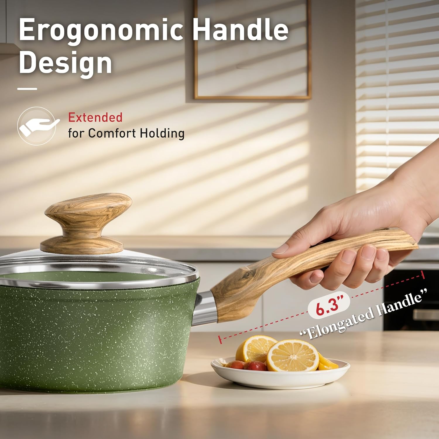 DishDelight Induction Pots and Pans Set Non Stick, 12 Piece Nonstick Induction Granite Kitchen Cookware Sets, Induction Cookware Nonstick Granite Cooking Set, PFOA&PFOS Free, Green - Image 7