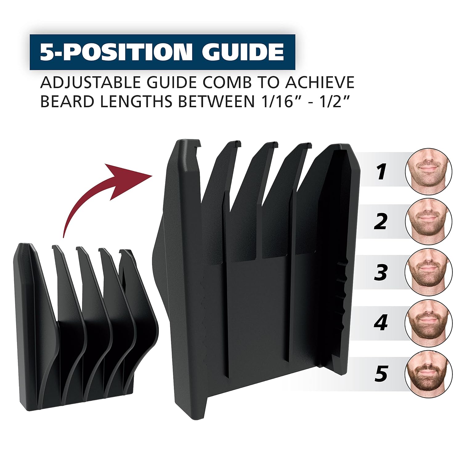 Wahl Beard Trimmer for Men - Battery Operated Facial Hair Grooming Set for Mustaches, Beard, Neckline, Light Detailing and Grooming with Bonus Battery Nose & Ear Hair Trimmer - Model 5537-420 - Image 4