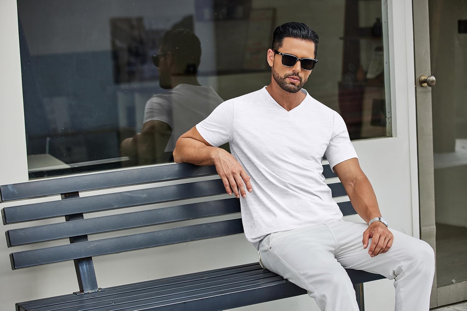 COOFANDY Men's T Shirts Short Sleeve Classic V Neck T-Shirt Casual Summer Basic Tee Shirt - Image 4