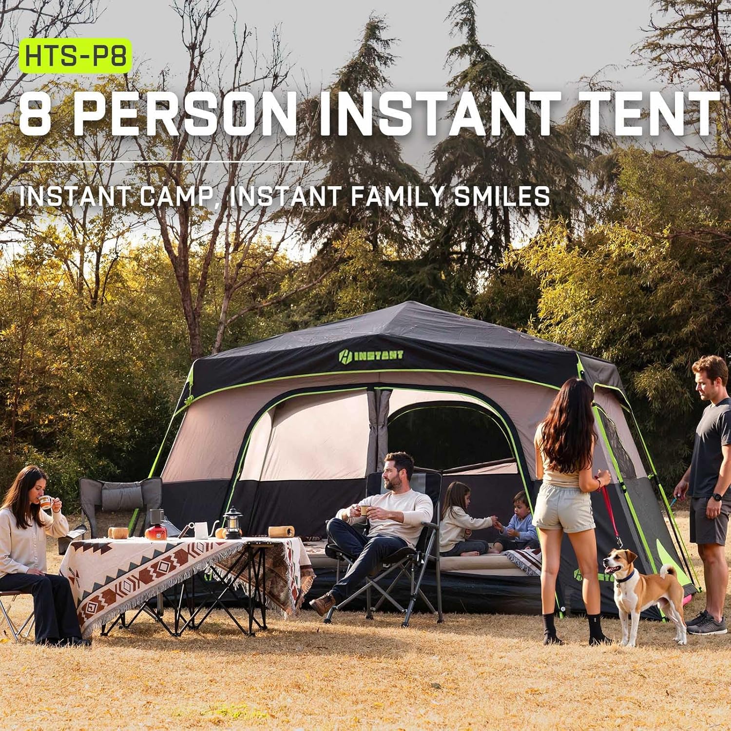4/6/8 Person Instant Tent, Waterproof Pop Up Tents for Camping with Rainfly, 60 Seconds Easy Setup, Automatic Cabin Tent for Family Camping with Expandable Carry Bag & Upgraded Ventilation - Image 9