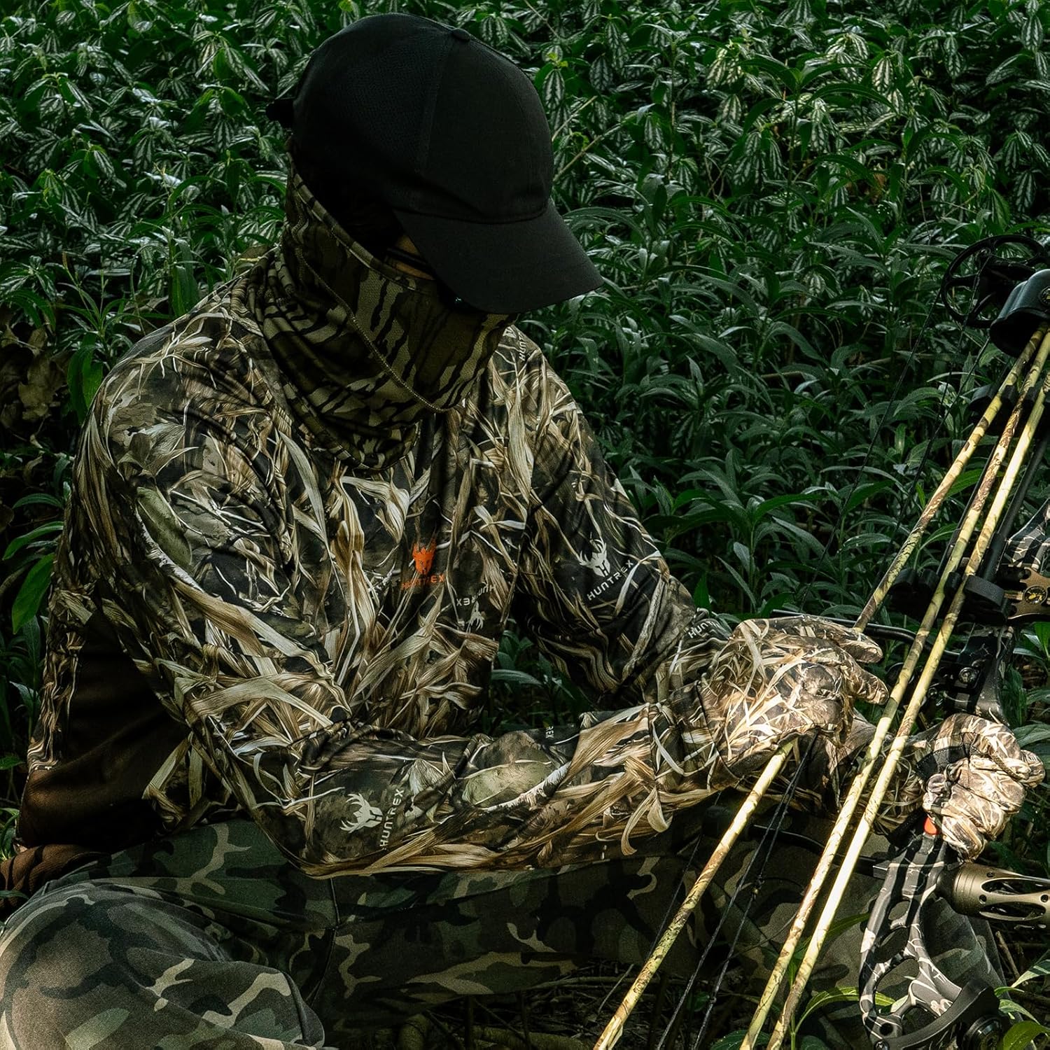 Huntrex Men's Camo Hunting Shirt with Zipper Pocket – UPF 50+ Fishing Shirts Sun Protection Long Sleeve Quick-Drying - Image 3