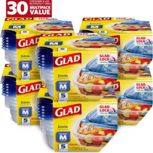 Glad Entrée Food Storage Containers, Medium Square (25 Oz) – 5 Count, Standard
