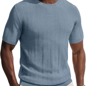 PJ PAUL JONES Mens T-Shirts Crew Neck T Shirts Short Sleeve Knit Shirt Casual Ribbed Top Basic Pullover Tees