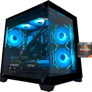 Gaming PC Desktop Computer, Ryzen 7 5700X,RTX 5060,32GB DDR4 RAM and 1TB M.2 NVMe SSD, 240 Liquid Cooler, ARGB Fans,Game Design Office