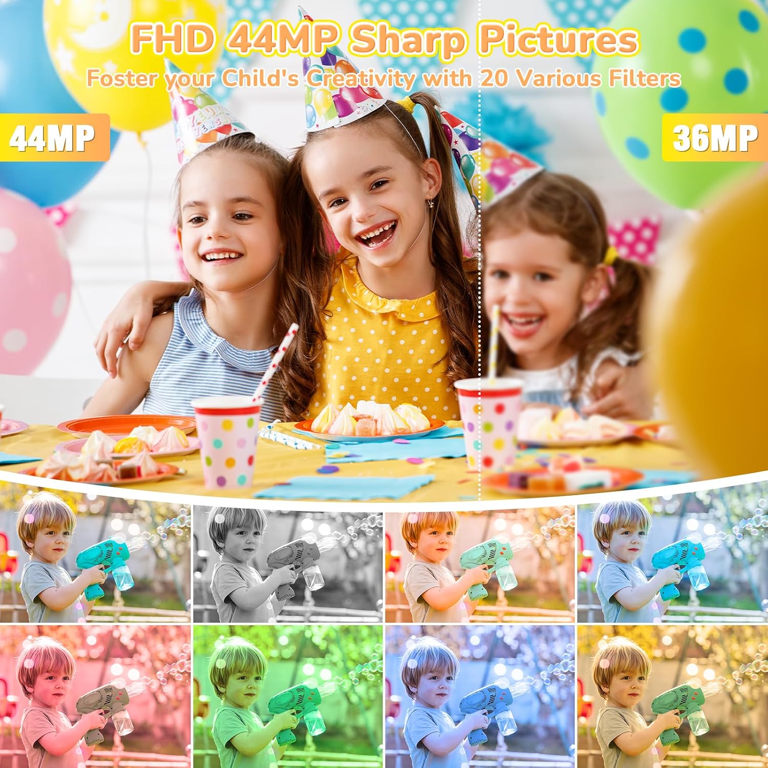 Digital Camera, Jukanur Upgraded Camera for Kids with 32GB Card, 16X Zoom, Point and Shoot Digital Camera with Anti-Shake, Timestamp, Flashlight, Portable Travel Camera for Teens Girls,Boys, White - Image 3