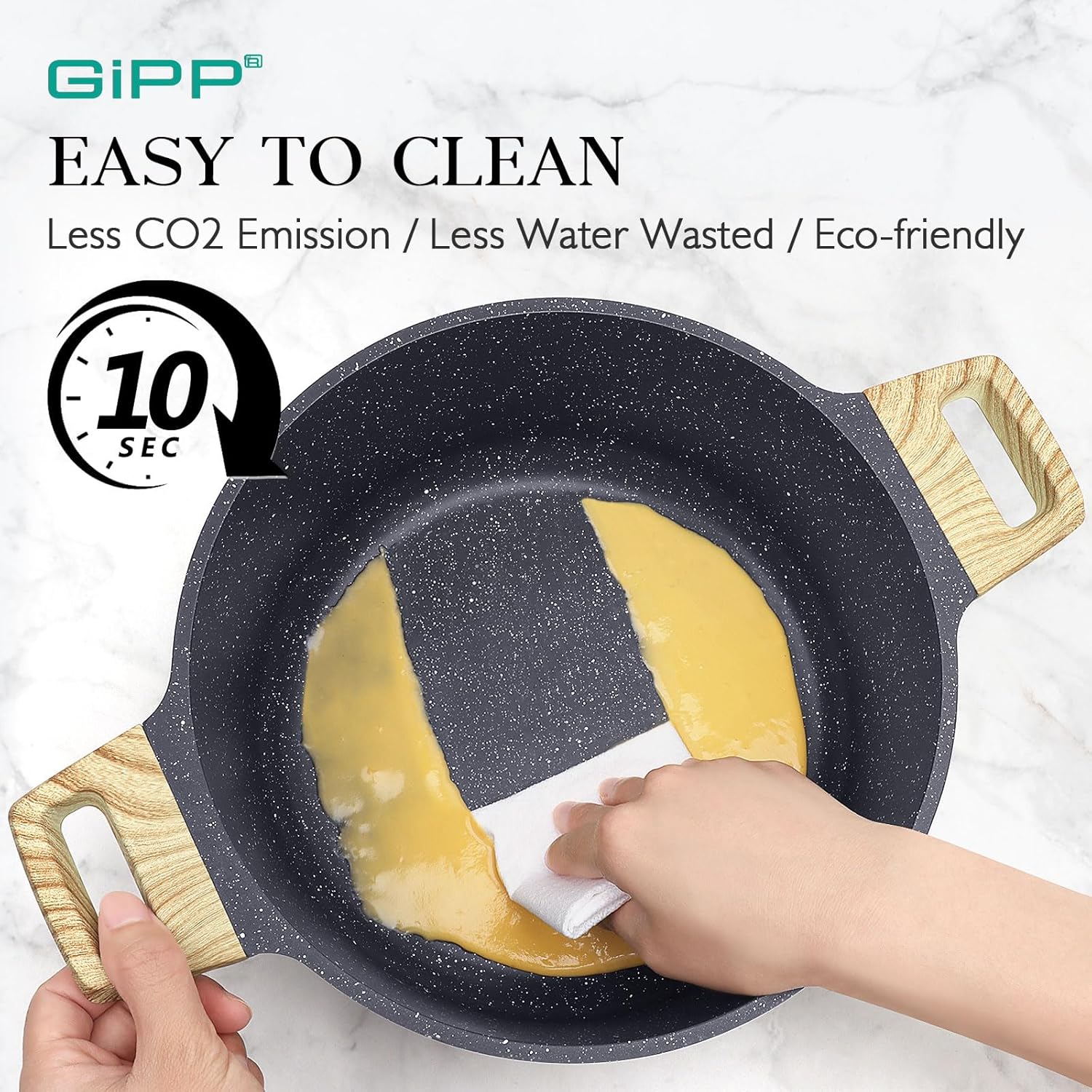 GiPP 21Psc Pots and Pans Set Non Stick - Grey Ceramic Kitchen Cookware Sets Nonstick Induction Cookware Non-toxic Cooking Pan Set with Silicone Utensils, PFOS and PFOA Free - Image 5