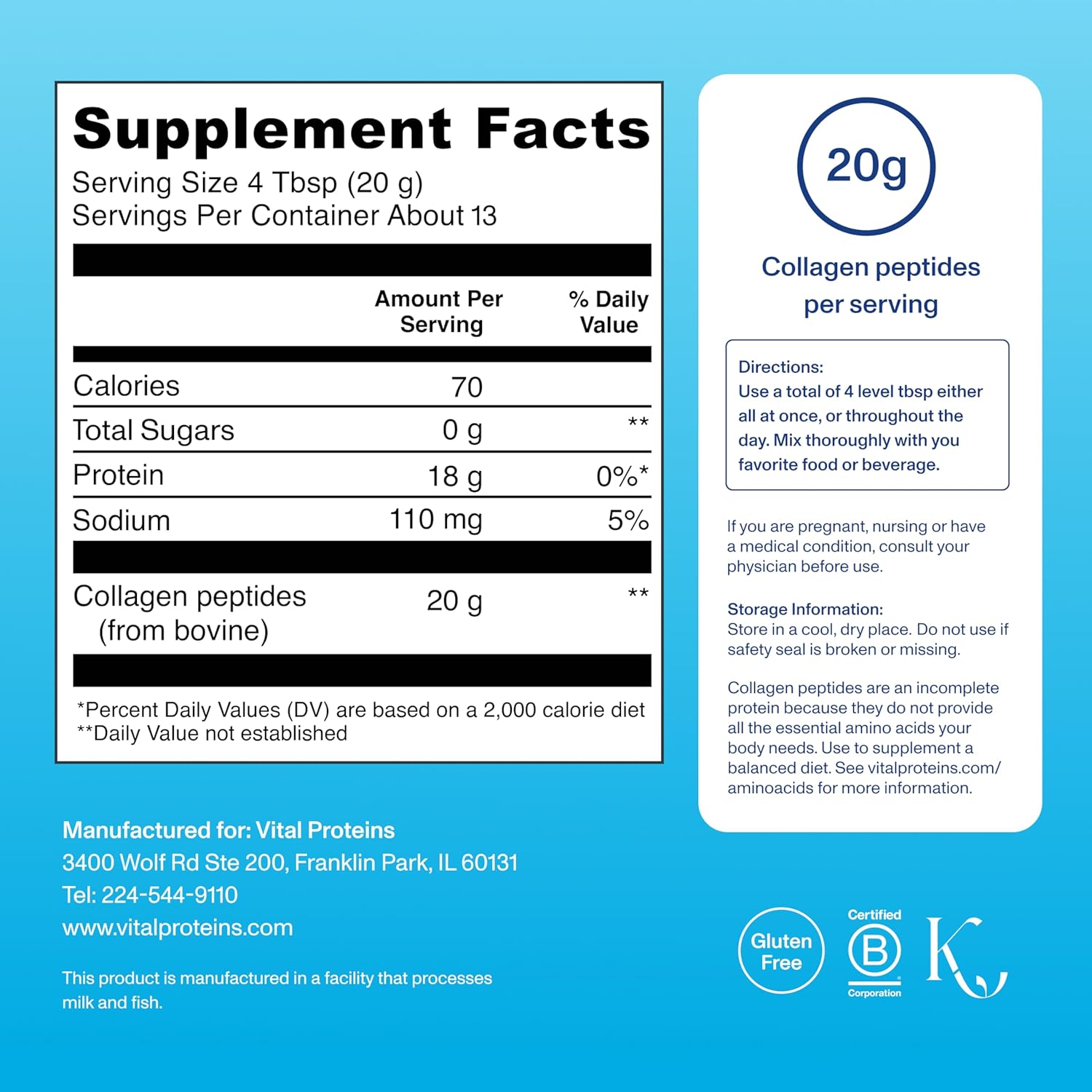 Vital Proteins Collagen Peptides Powder - Supports Hair, Nail, Skin, Bone & Joint Health, Unflavored, Collagen Protein 9.33 OZ - Image 6