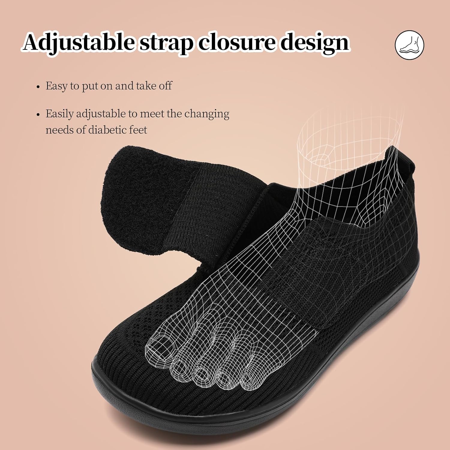 Diabetic Shoes for Women Wide Toe Box Adjustable Slip On Orthopedic Sneakers Zapatos para Diabéticos Mujer Comfortable Walking Women Shoes for Swollen Feet - Image 4