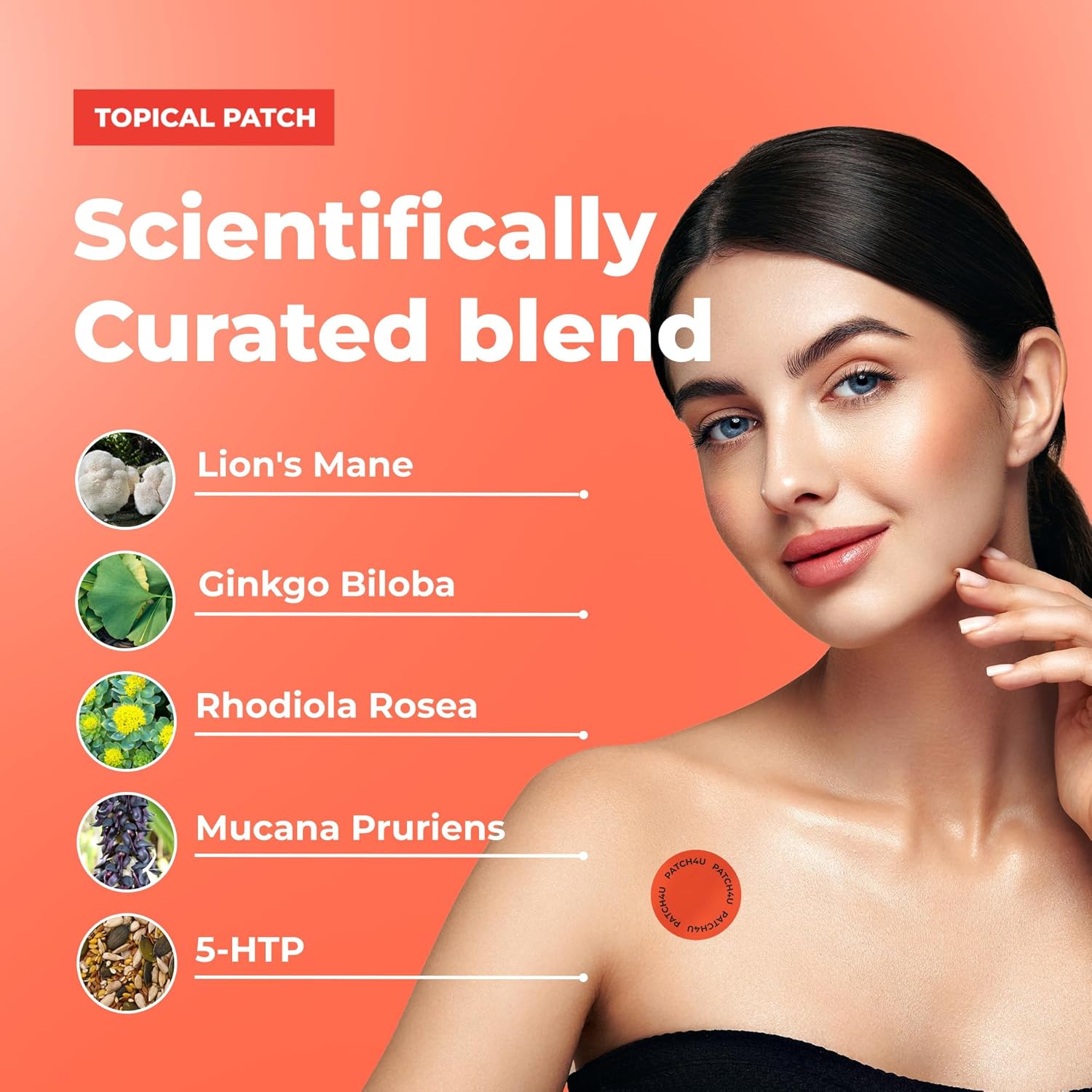 Dopamine Patches | Mood & Positivity | with Lion’s Mane, Rhodiola Rosea, Ginkgo Biloba, 5-HTP | Dopamine & Serotonin Balance for Women and Men | 60 Days Supply - Image 3