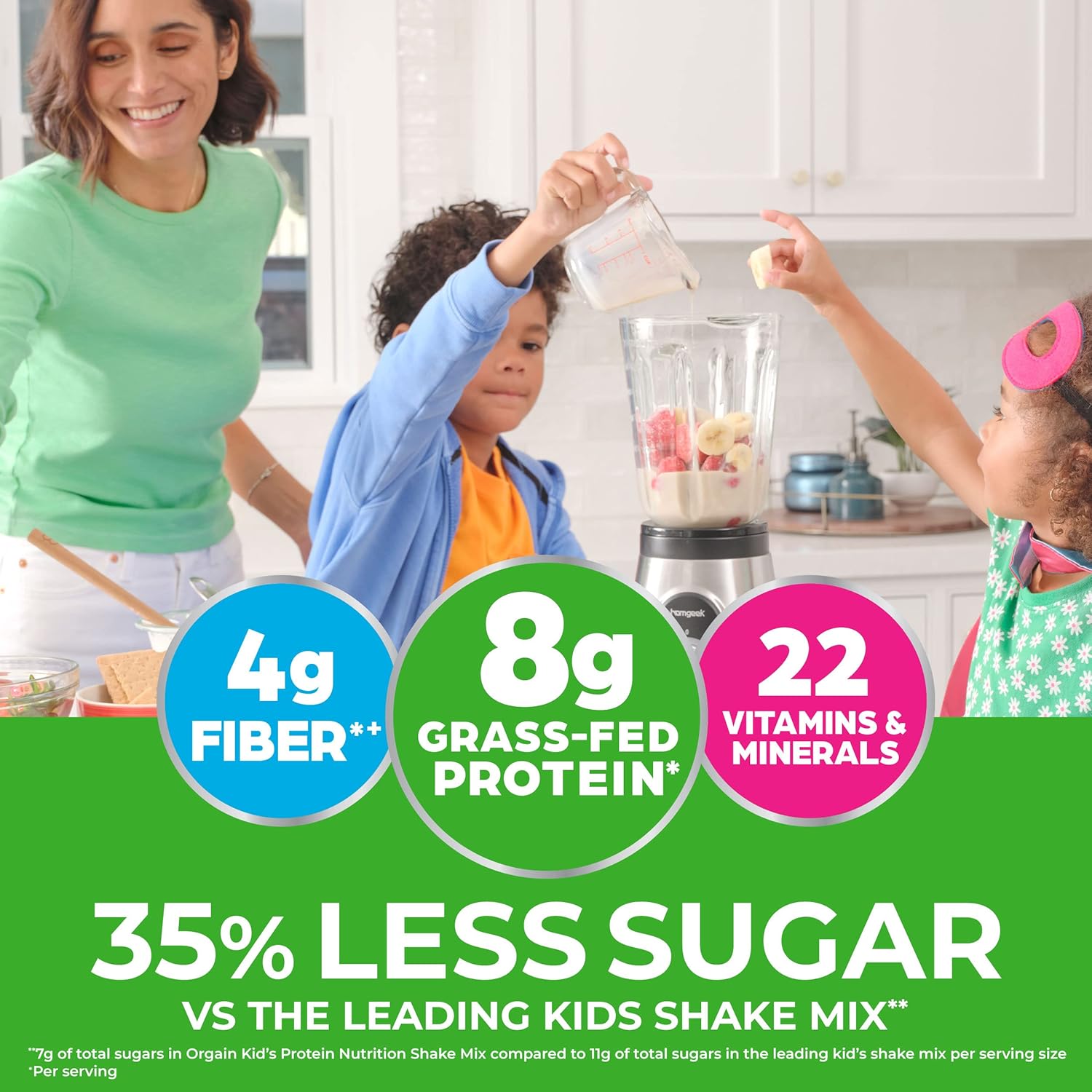 Orgain Kids Protein Powder Shake Mix, Vanilla Bean Ice Cream - 8g Grass-Fed Dairy Protein, 4g Fiber, 22 Vitamins & Minerals, Gluten Free, No Soy Ingredients, Adds Healthy Nutrients to Kids Snacks, 1lb - Image 4