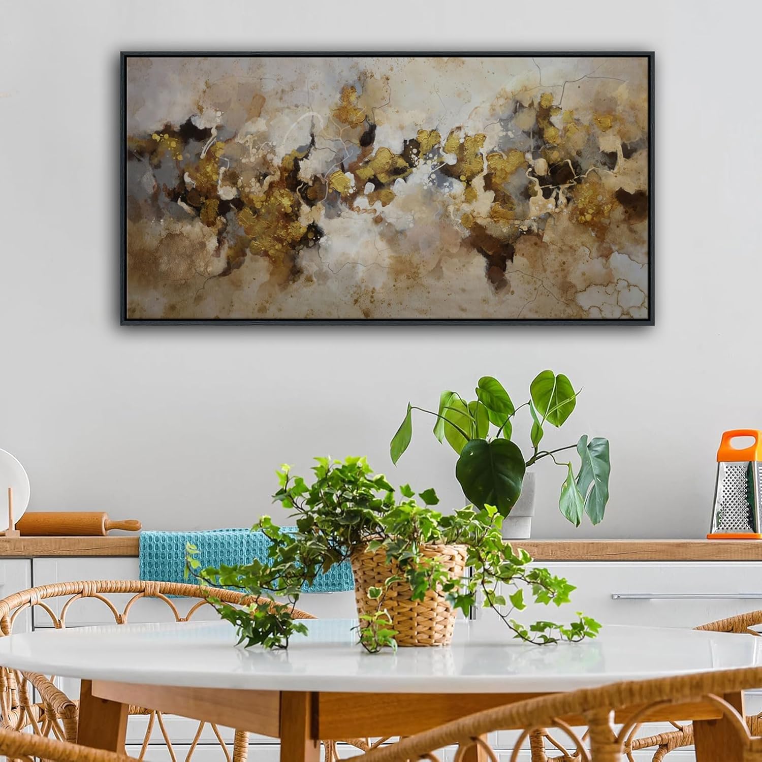 YDSUNE Brown and Yellow Abstract Wall Art - Framed Minimalist Canvas Painting Texture Modern Wall Decor Picture for Living Room Bedroom Walls Arwork Decoration Size 20×40IN - Image 5