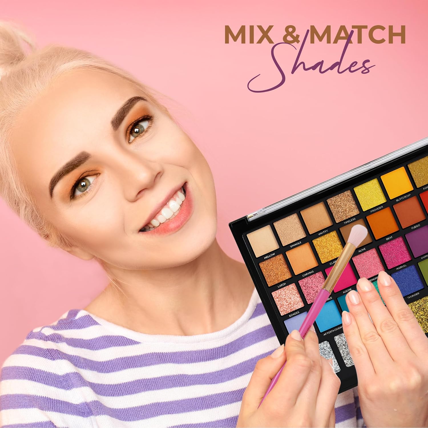 Profusion Cosmetics Kaleidoscope 42 Shade Palette, Highly Pigmented Matte, Shimmer, Glitter & Satin Shades, Colorful Long-Lasting Eyeshadow Makeup Palette for Valentine's Gift for Girls and Women - Image 4