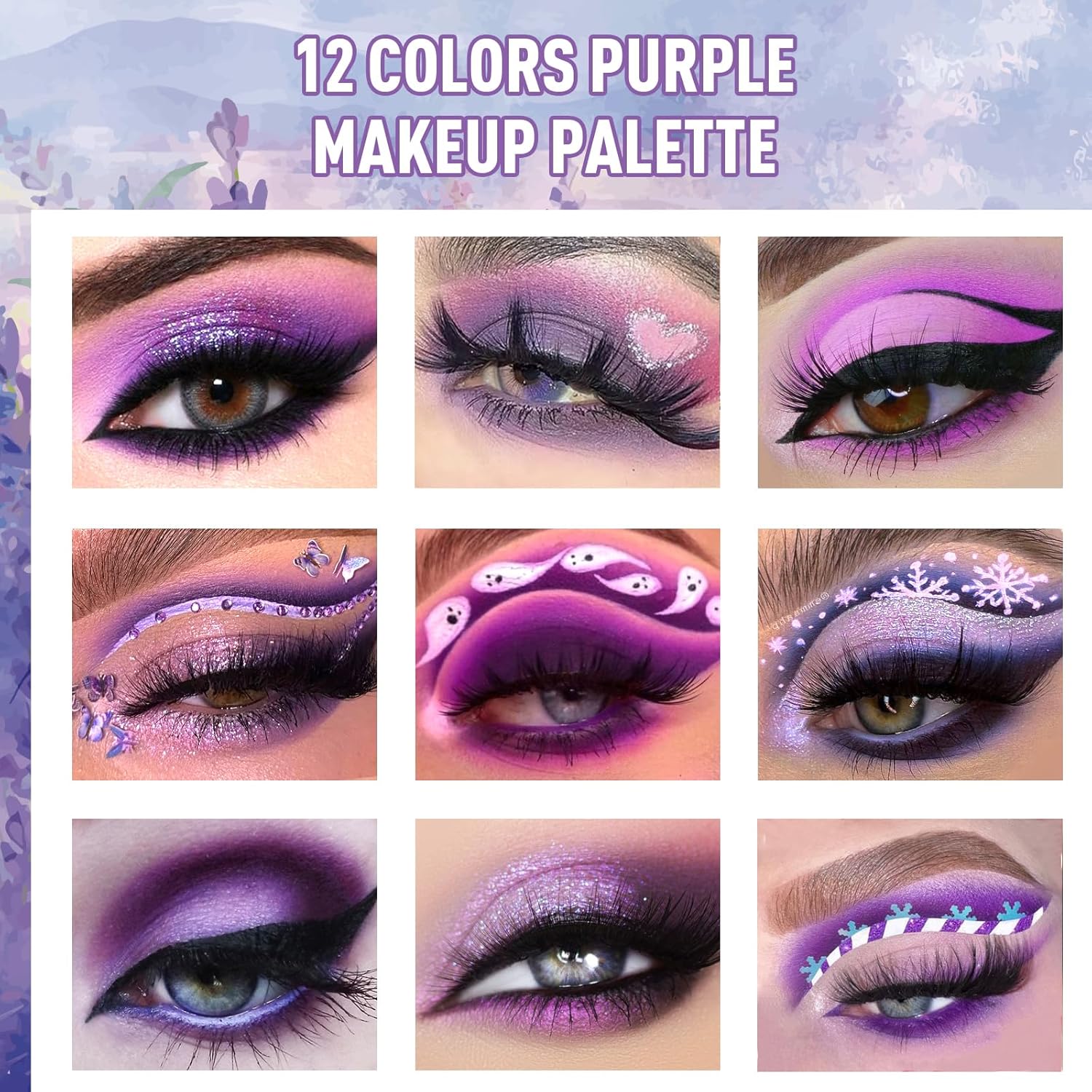 Purple Eyeshadow Palette, Pigmented Matte Shimmer Lavender Lilac Eye Shadow Pallet for Green Eyes,Bright Long Lasting Metallic Multichrome Violet Pink Makeup Pallet for Daily,Smoky,Carnival, Blendable - Image 3