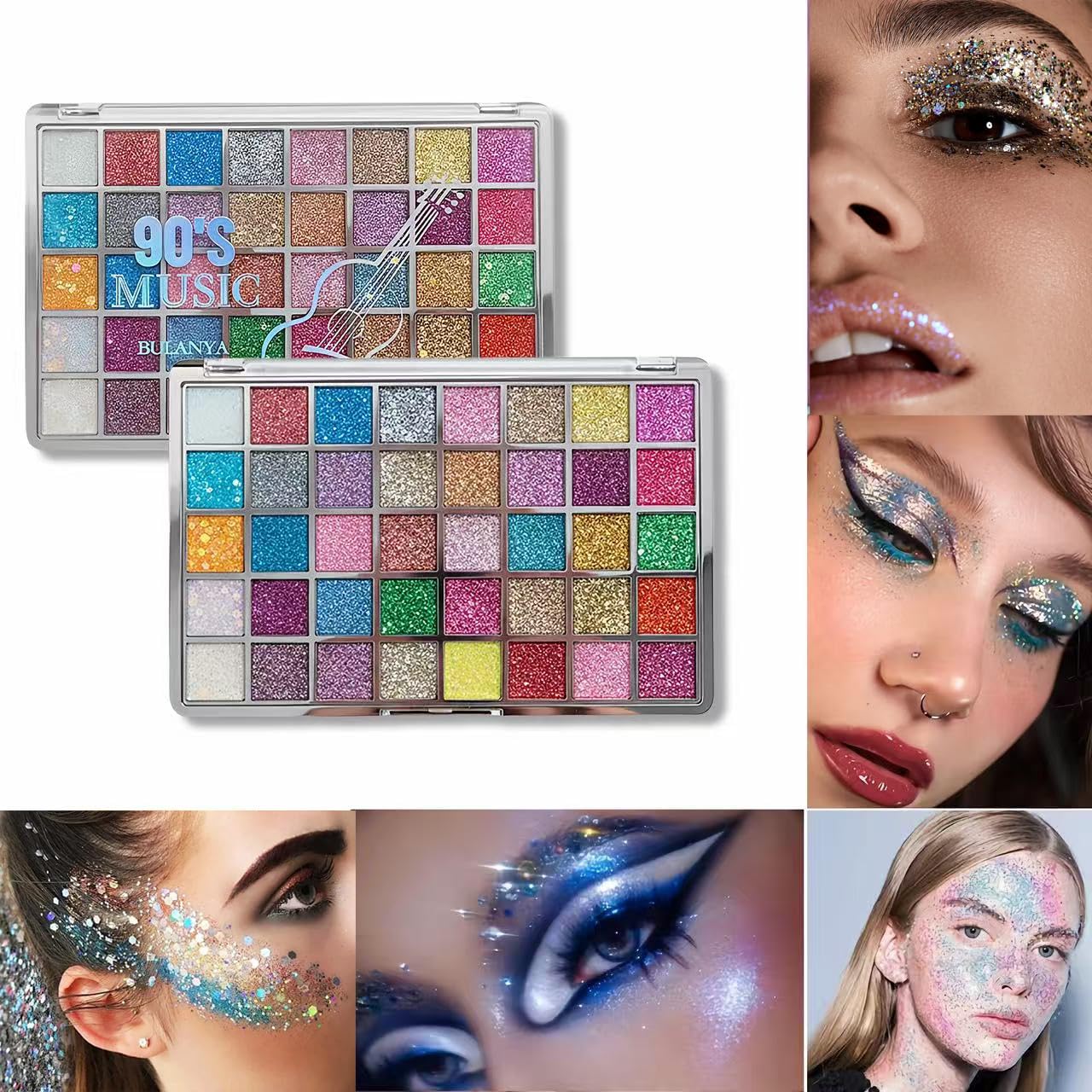 K'APEINE Glitter Eyeshadow Palette-Ultra Shimmer Makeup Palette Eye Shadow Chunky & Fine Pressed 40 Colors Highly Pigmented Eye Shades Long Lasting Waterproof for Face Body - Image 5