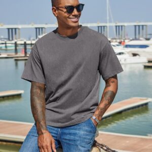 COOFANDY Men’s Cotton T-Shirts Oversized Shirt Short Sleeves Streetwear Loose Fit Summer Tee Tops Washed Basic Unisex Shirts