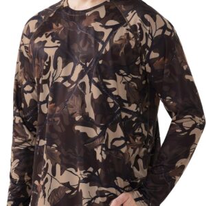 FISHEAL Men’s Camo Hunting Shirts – Long Sleeve Performance Camouflage Fishing Shirt Lightweight Quick Dry UPF 50+