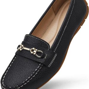KORDAL Women’s Comfortable & Lightweight Leather Loafers Slip-Ons Driving Mocs Walking Shoes Cute Business Casual Dress Shoes Work Flats for Women