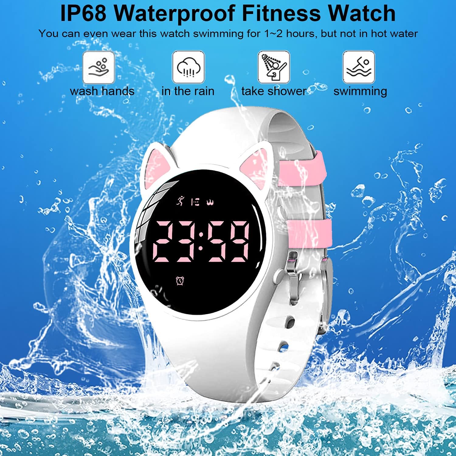 Fitness Tracker Pedometer Watch, No App No Phone Required, USB Charge 1 Hour for 20 Days Use, IP68 Waterproof Digital Watch with Alarm Clock Timer Distance Step Tracker for Kid Teen Boys Girls - Image 6