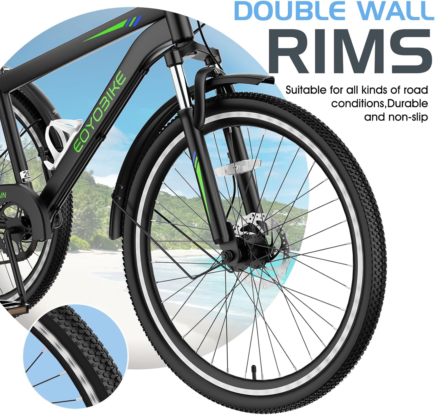 Slsy Adult Mountain Tricycle, 7 Speed Three Wheel Bike, 24/26 Inch Adults Trikes for Seniors with Shopping Basket, Exercise Men's Women's Tricycles - Image 2