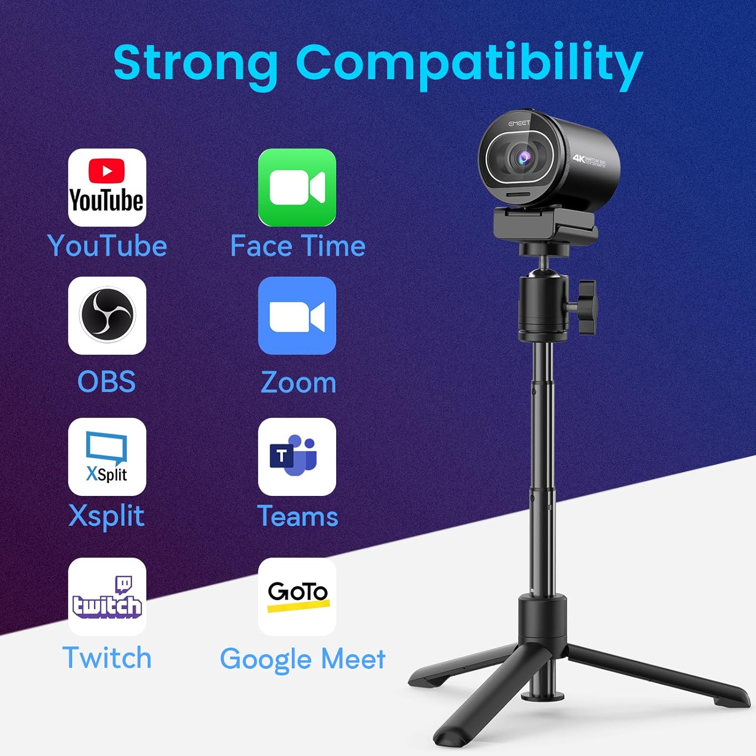 EMEET S600 4K Webcam for Streaming - Sony 1/2.55'' Sensor, PDAF Autofocus, 1080P@60FPS, 2 Noise Reduction Mics, Built-in Privacy Cover, 73° FOV, Streaming Camera for Live Commerce/Gaming/Beauty - Image 9