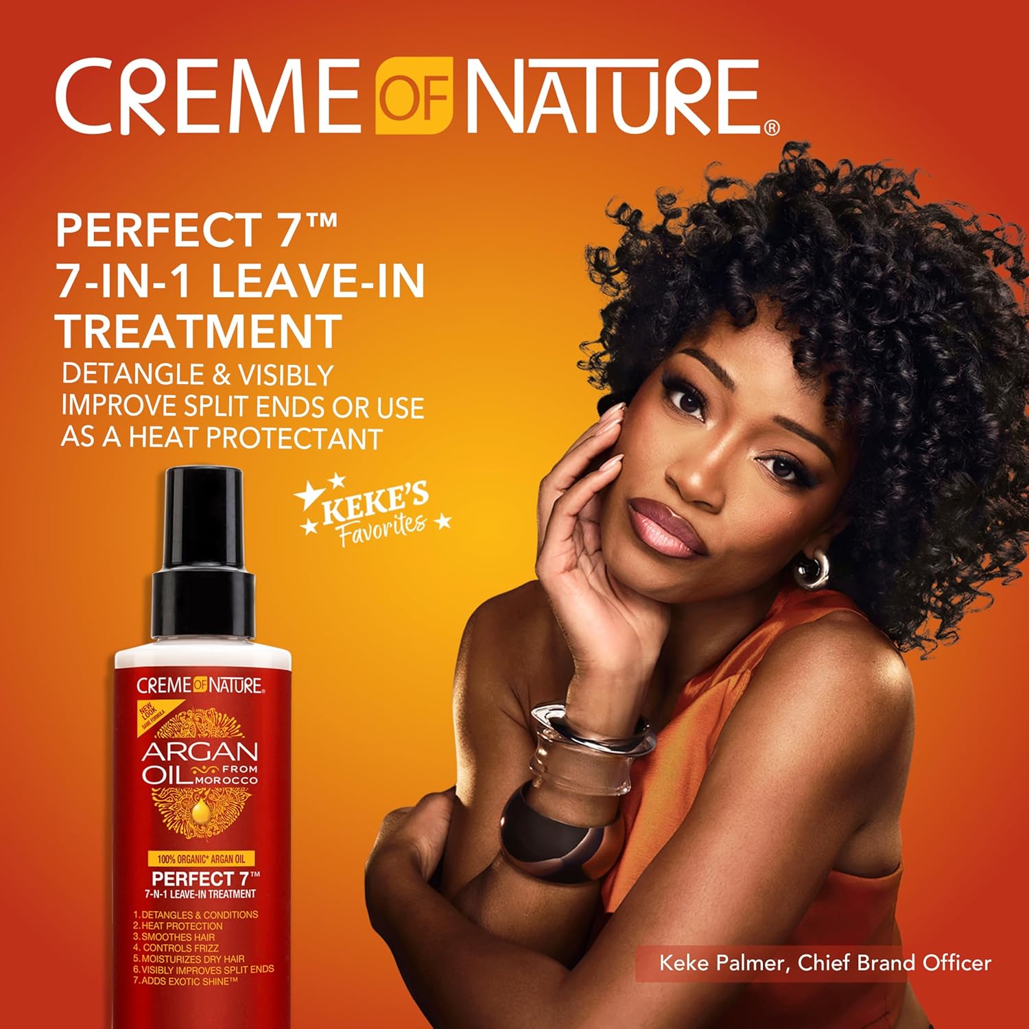 Creme of Nature Perfect 7™ Leave-In Treatment, 7-in-1 Spray For Frizz-Control, Protects From Heat and Detangles, Infused with Argan Oil, 5.1 fl oz - Image 2