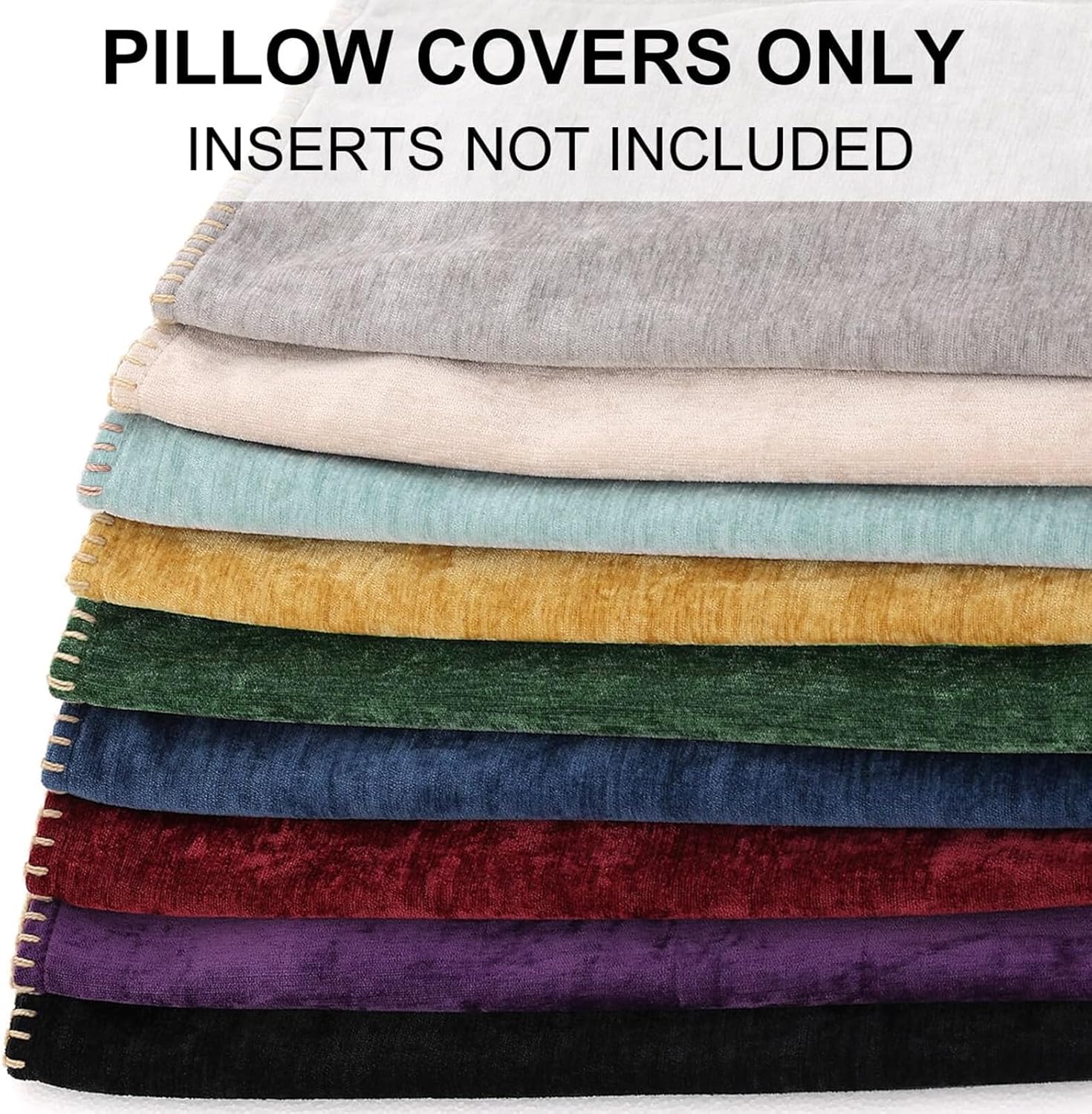 decorUhome Spring Chenille Soft Cozy Throw Pillow Covers 18x18 Set of 2, Modern Farmhouse Boho Velvet Decorative Pillow Cases with Stitched Edge for Couch Sofa Bed Home Decor, Aqua Haze - Image 8