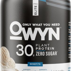 OWYN Only What You Need Pro Elite Vegan 30g Plant-Based High Protein Powder, Zero Sugar (Vanilla, 2.9 lbs)