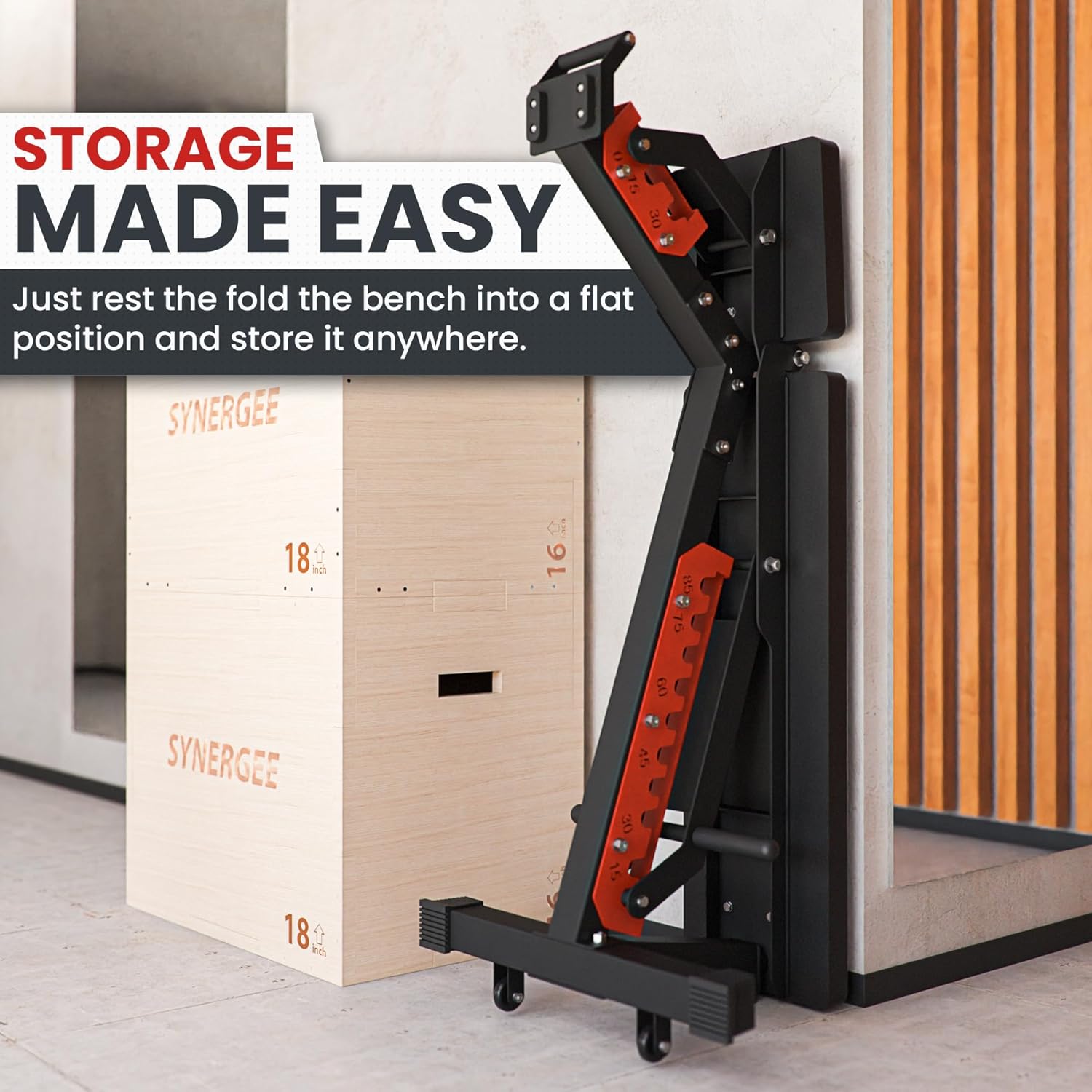 Synergee Adjustable Wing Back Workout Bench. Weight Bench for Dumbbell & Barbell Press Exercises & Workouts. Great for Commercial, Garage and Home Gym. - Image 5