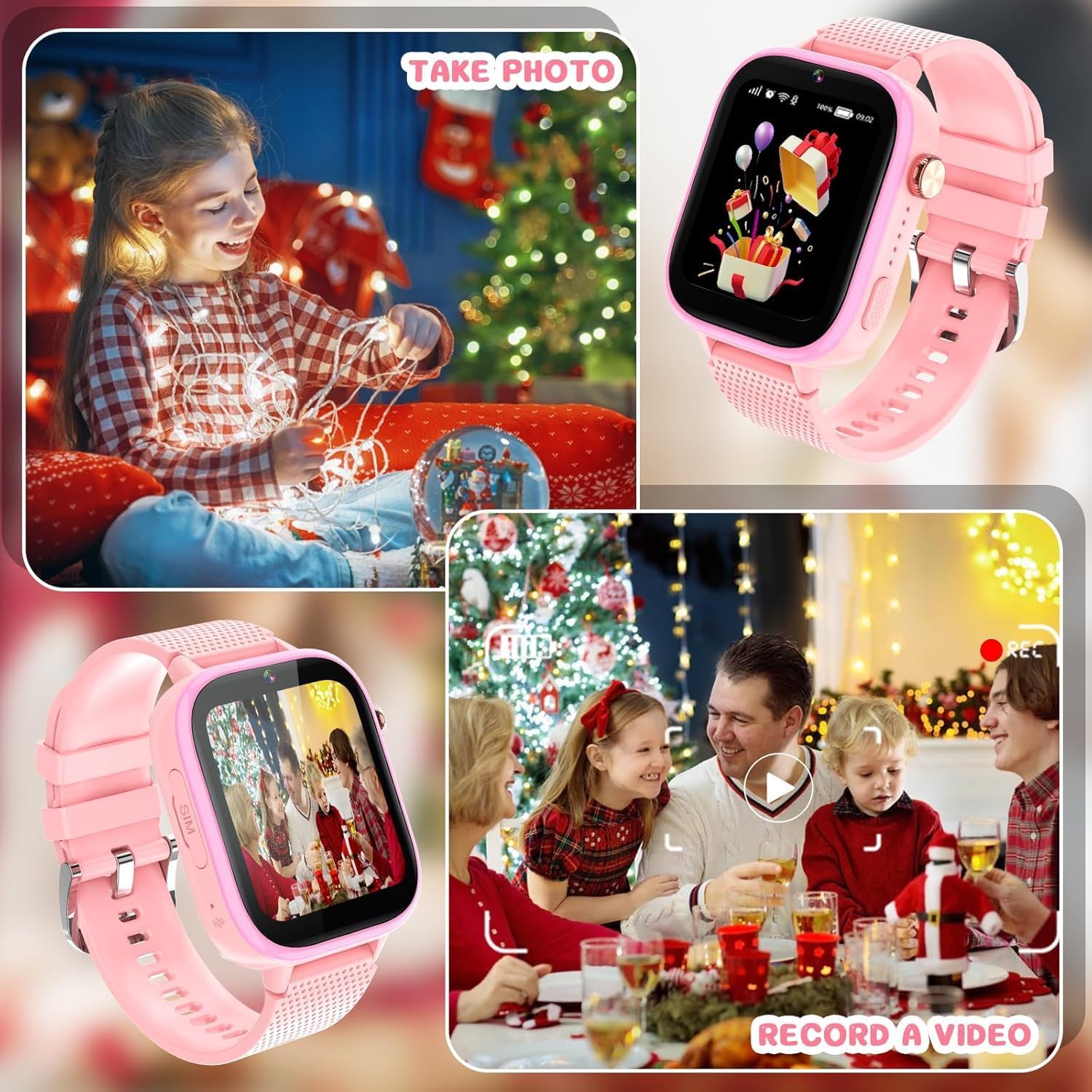 OKYUK 4G Kids Smart Watch, 15 Exciting Games, Two-Way Calling Feature, SOS Emergency Call Button Ideal for Kids Aged 3-12, for Boys & Girls (Pink) - Image 5