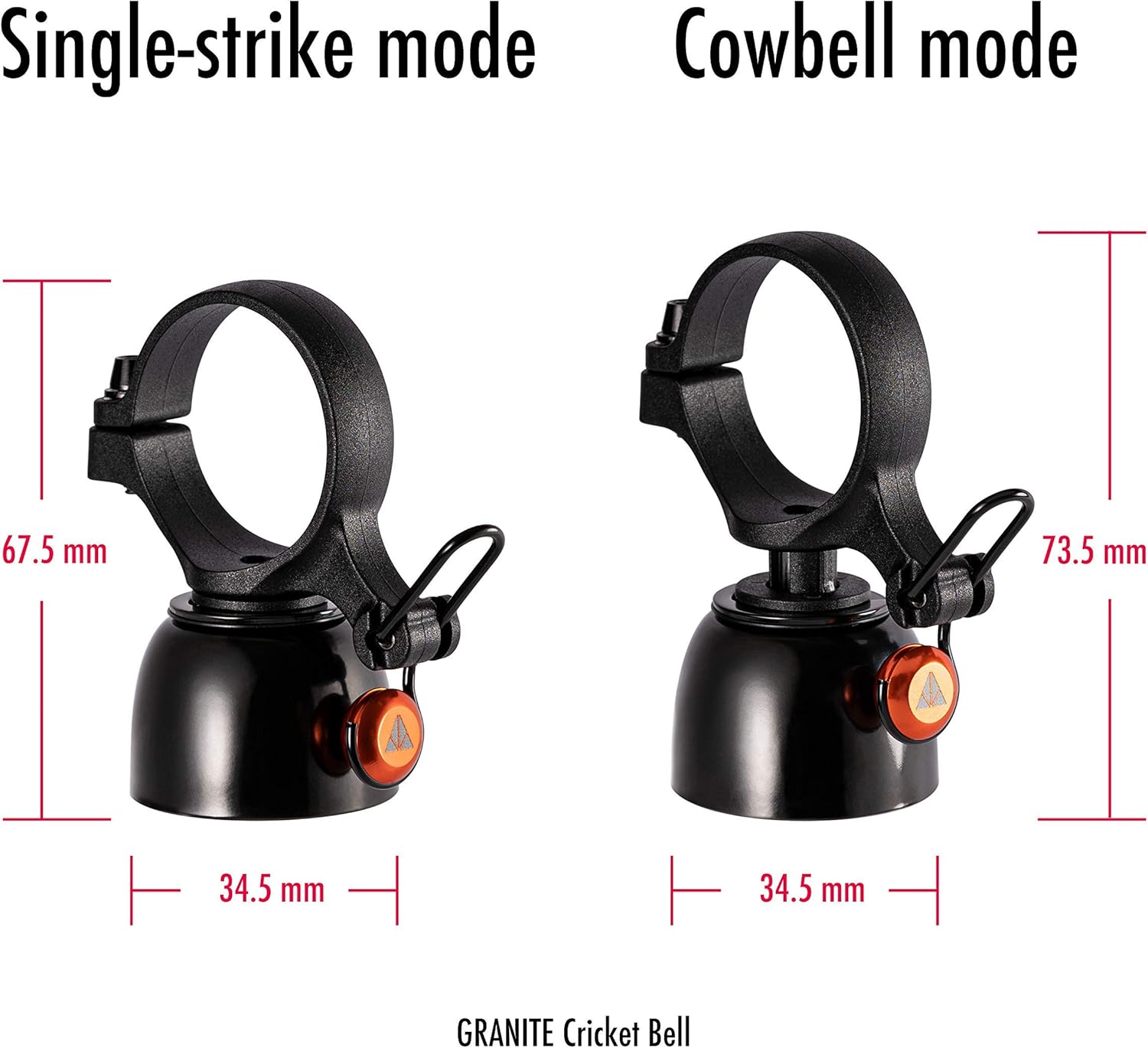 Granite Cricket Mountain Bike Bell with Single-Strike Mode and Constant Cowbell Mode, Bike Bell for Mountain Bike, BMX Bike, Road Bike and Gravel Bike, Bicycle Bell for 22.2mm to 35mm Handlebars - Image 6