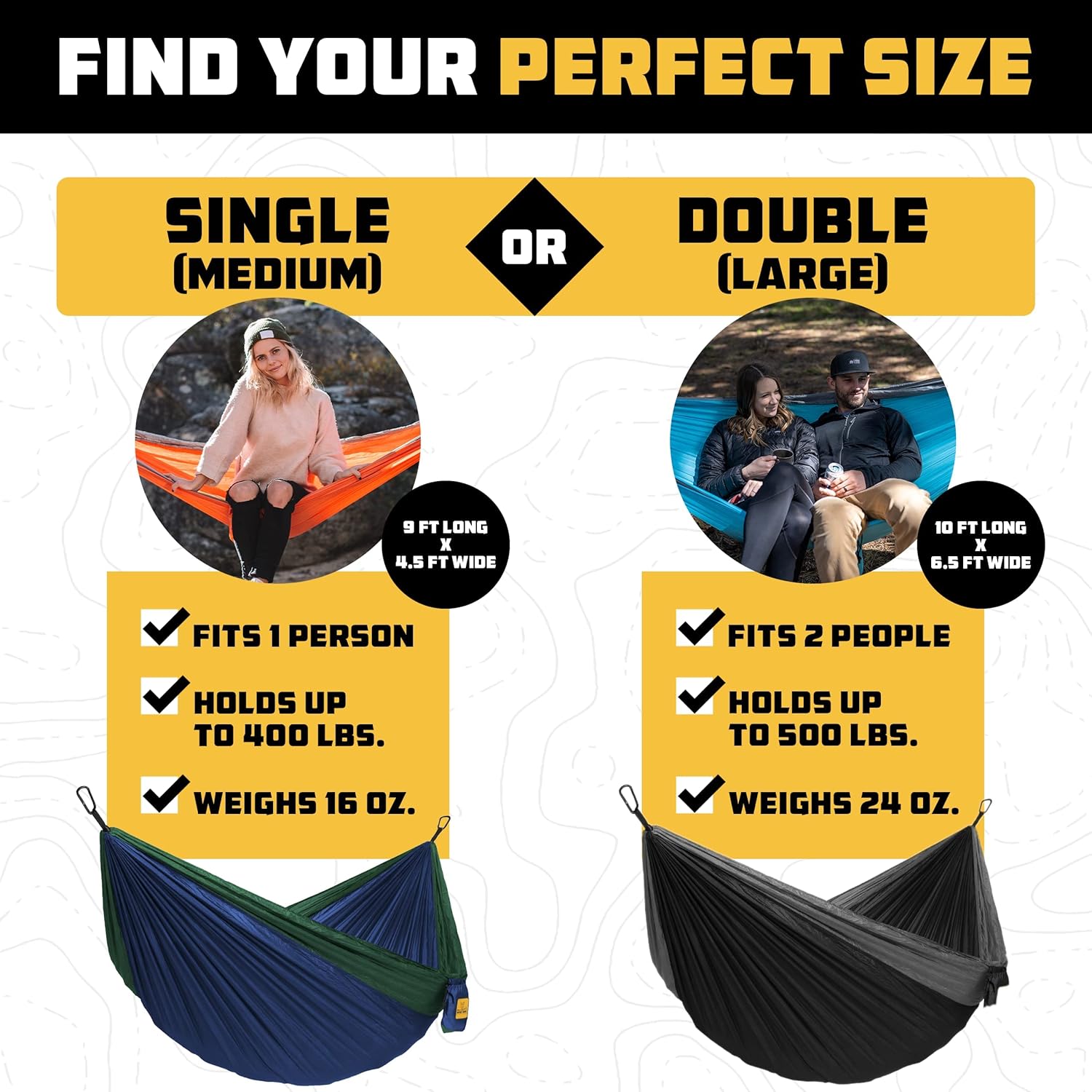 Wise Owl Outfitters Camping Hammock – 500lbs Portable Hammock with Tree Straps - Travel, Backpacking, Hiking, Outdoors Camping Gear - Single or Double - Image 2