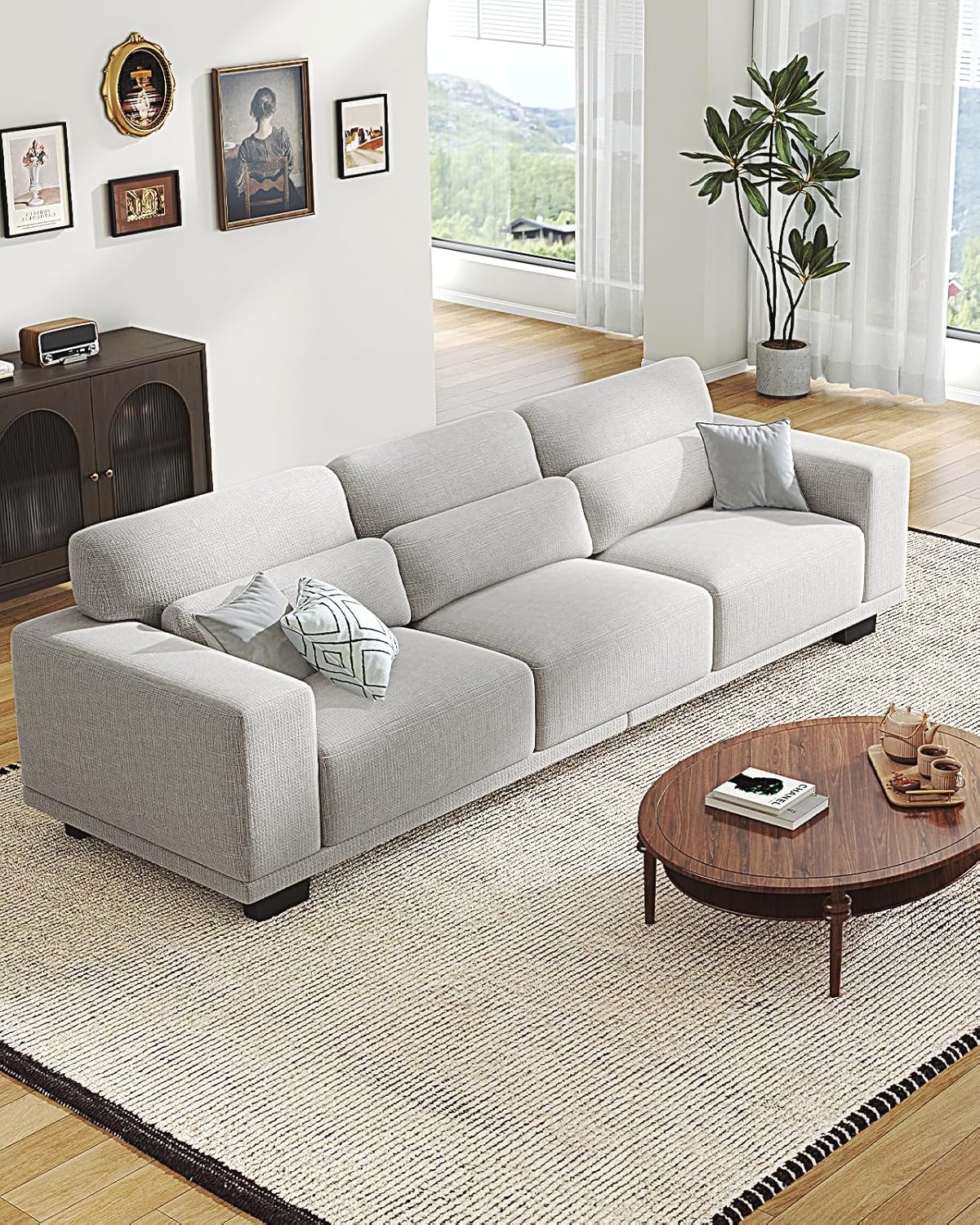 Pipishell 3-Seater Modern Sofa, 89" Couch with Wide Armrests & Deep Cushions, Linen Sofas with Removable Washable Covers for Living Room, Grey - Image 4