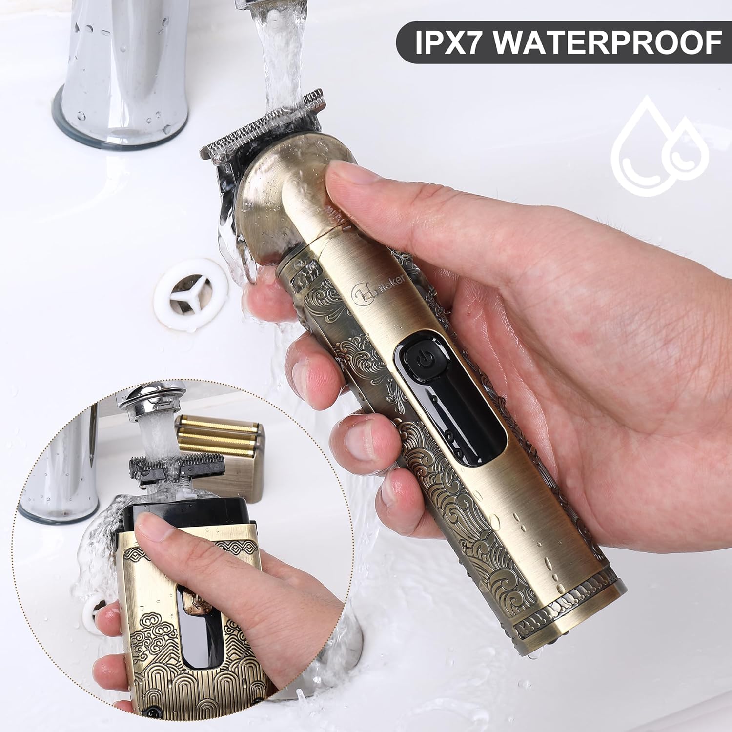 Hatteker Professional Hair Clipper Electric Razor Foil Shavers for Men Body Nose Ear Hair Grooming Kit with Triple Blades Cordless Waterproof - Image 6