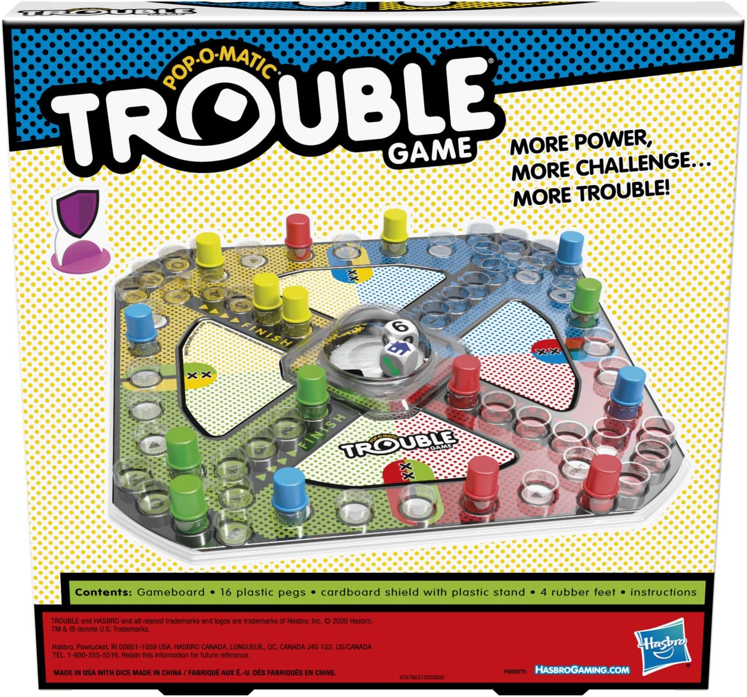 Hasbro Gaming Trouble Board Game, Includes Bonus Power Die and Shield, Family Game for 2-4 Players, Ages 5 and Up (Amazon Exclusive) - Image 3