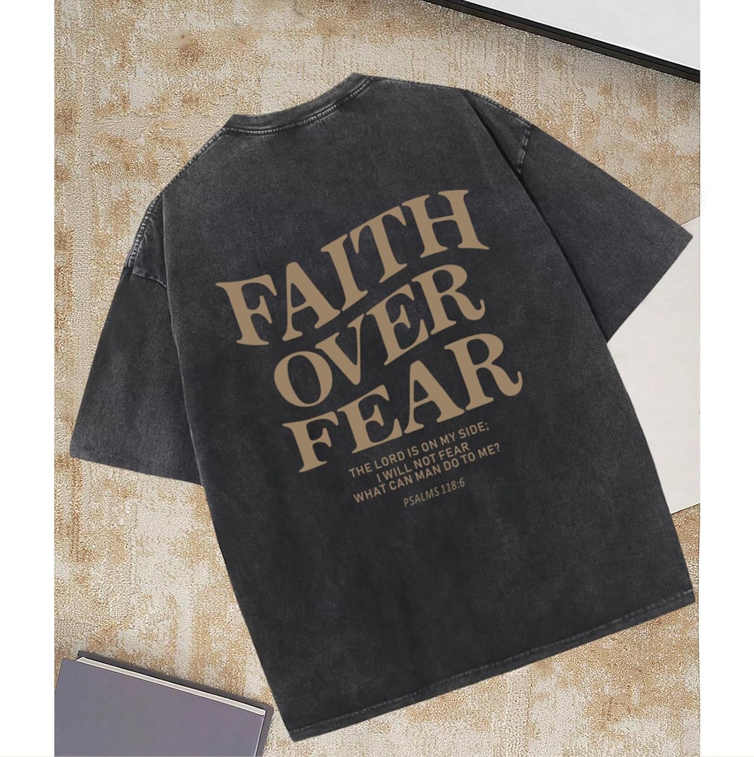 KEEVICI Boys Faith Over Fear Shirt Christian Jesus T Shirts for Kids Bible Verse Religious Graphic Tees Acid Wash Tshirt - Image 5