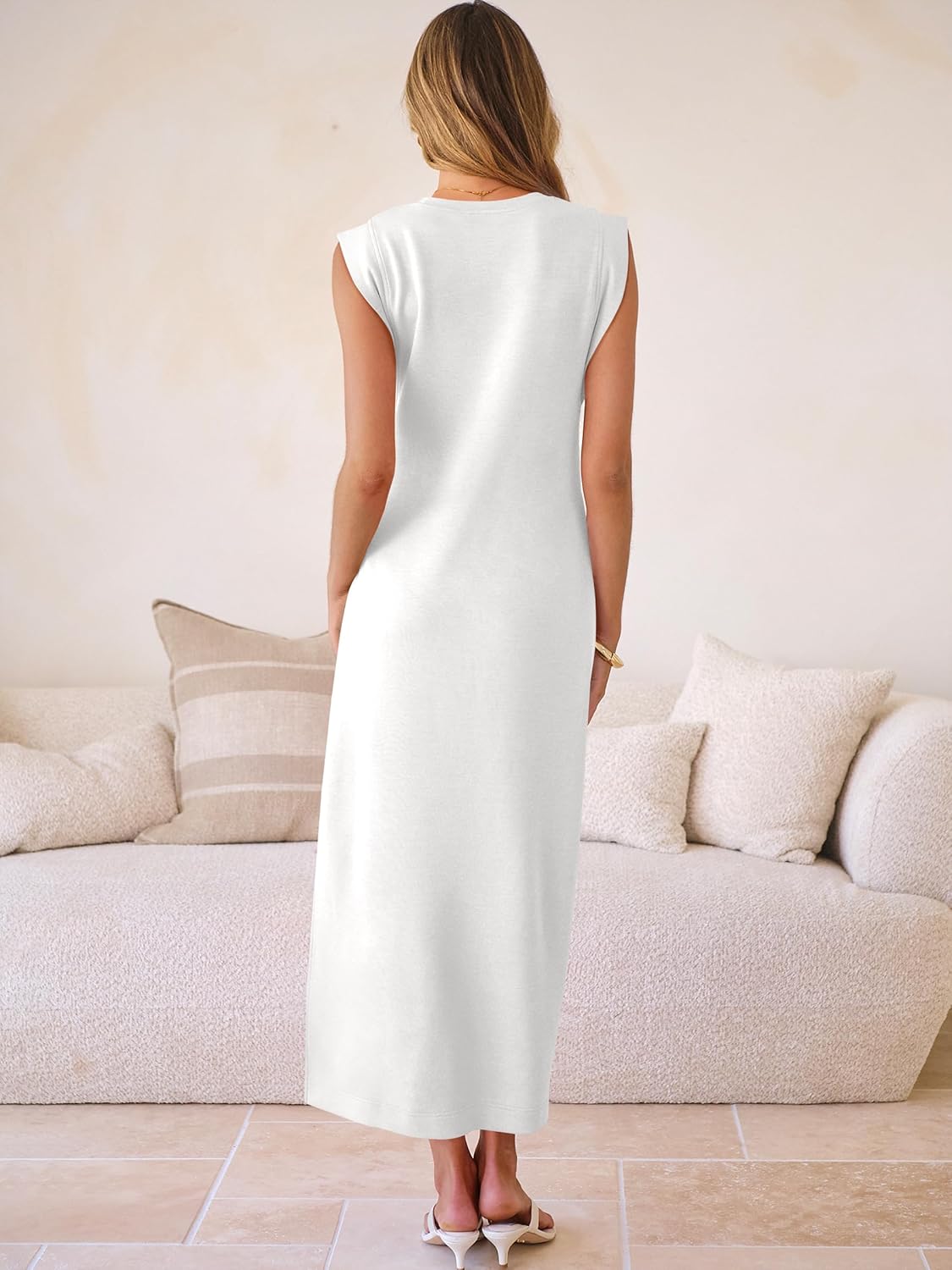 ANRABESS Women Summer Casual Sleeveless Maxi Dress 2026 Crewneck Loose Split Wrinkle-Free Beach Travel Vacation Long Sundress - Image 6