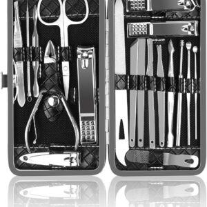 Manicure Kit, OKOM Manicure Set, Mens Grooming Kit, Nail Care Set, Manicure Kit for Men and Women,Nail Kit,Nail Clipper Set,With Tweezers and Toenail Clipper Large Nail Clipper Kit,Gifts for Men Women