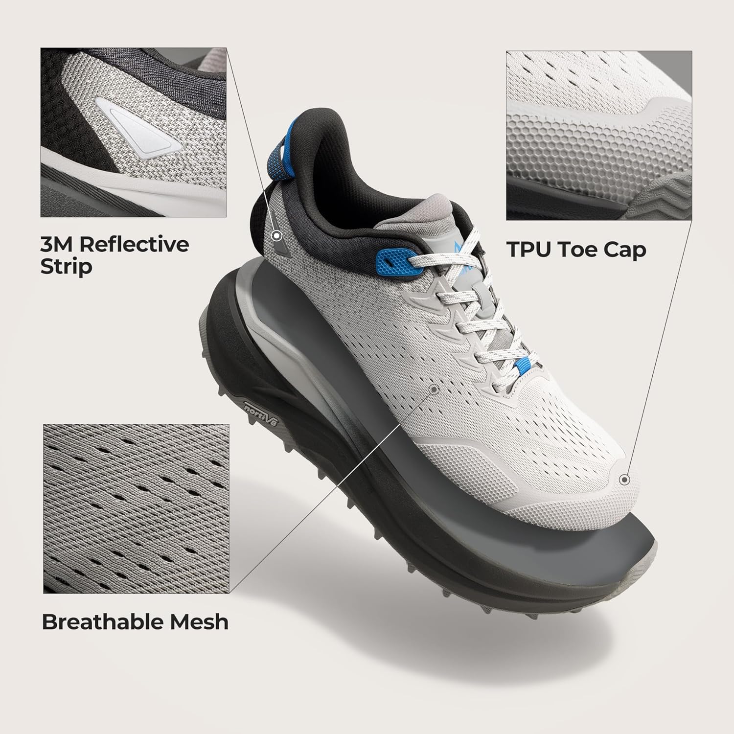 NORTIV 8 Men's Wide Toe Box Trail Running Shoes Cushion Walking Barefoot Tennis Workout Gym Cross Training Shoe Fashion Sneakers Whitney - Image 6