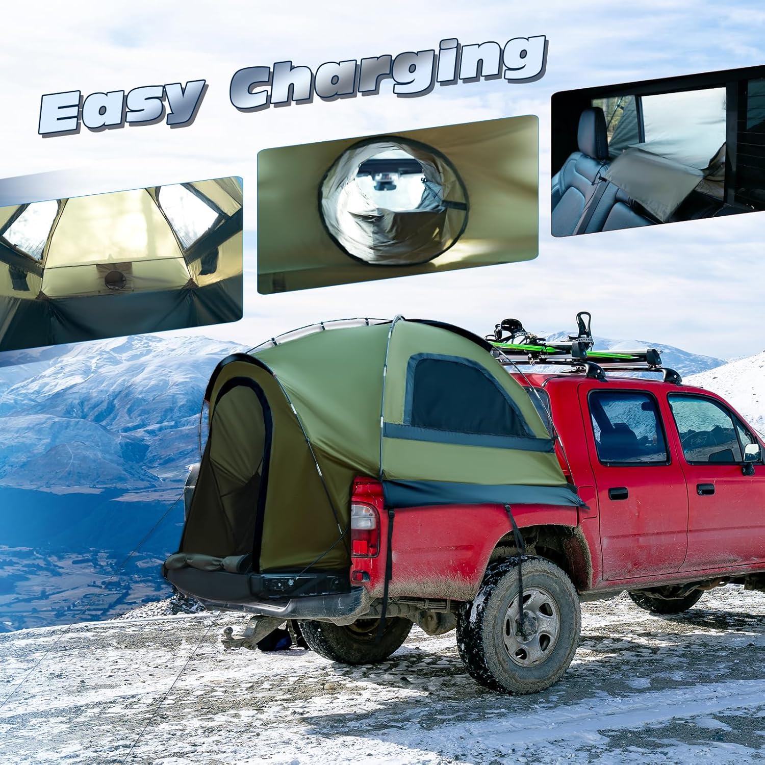 Truck Bed Tent, Waterproof PU3000mm Pickup Truck Tent for Camping Bed, 2-3 Person Sleeping Truck Tent, Portable for Car Camping - Image 5