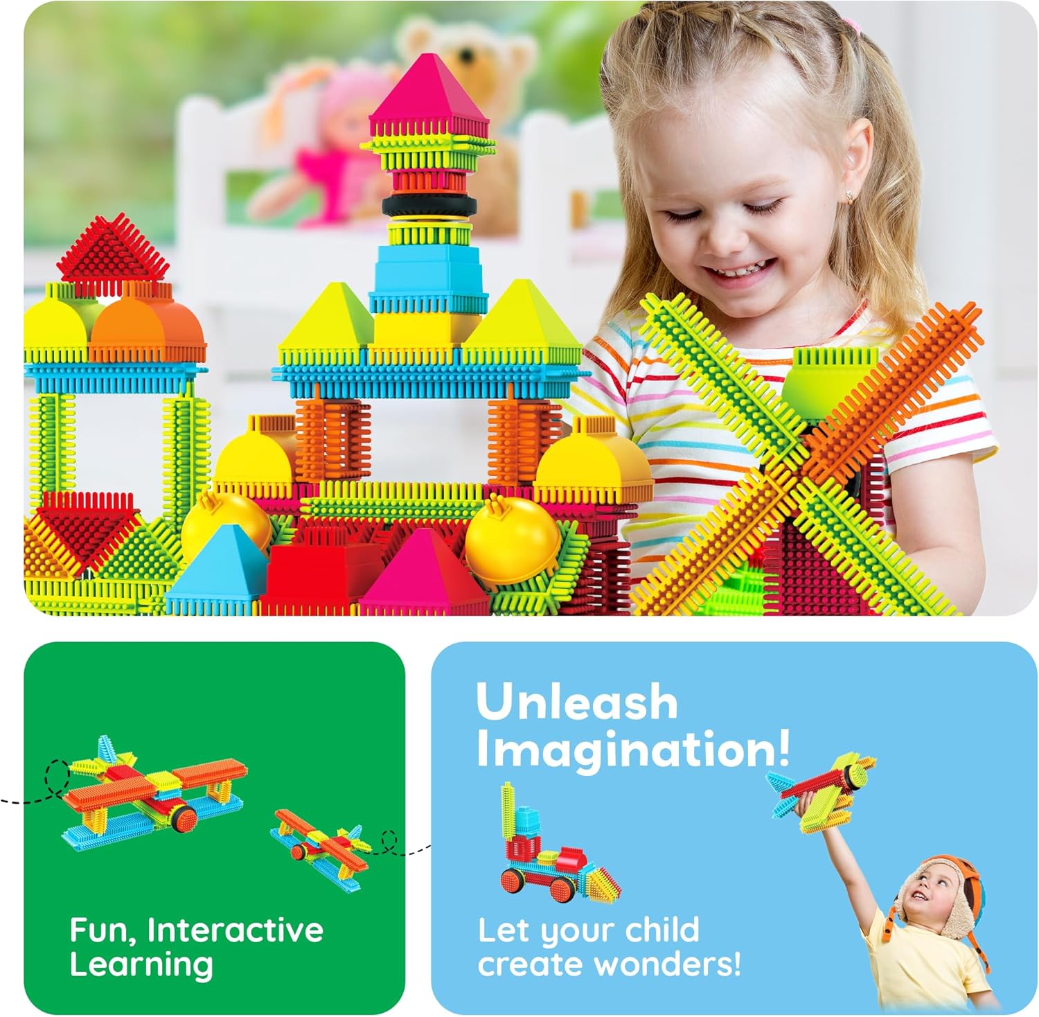 PicassoTiles 120pcs Hedgehog Interlocking Building Blocks Tiles Construction Toy Set Learning Playset STEAM Development Preschool Kindergarten Toy for Kids Age3+ PTB120 - Image 4