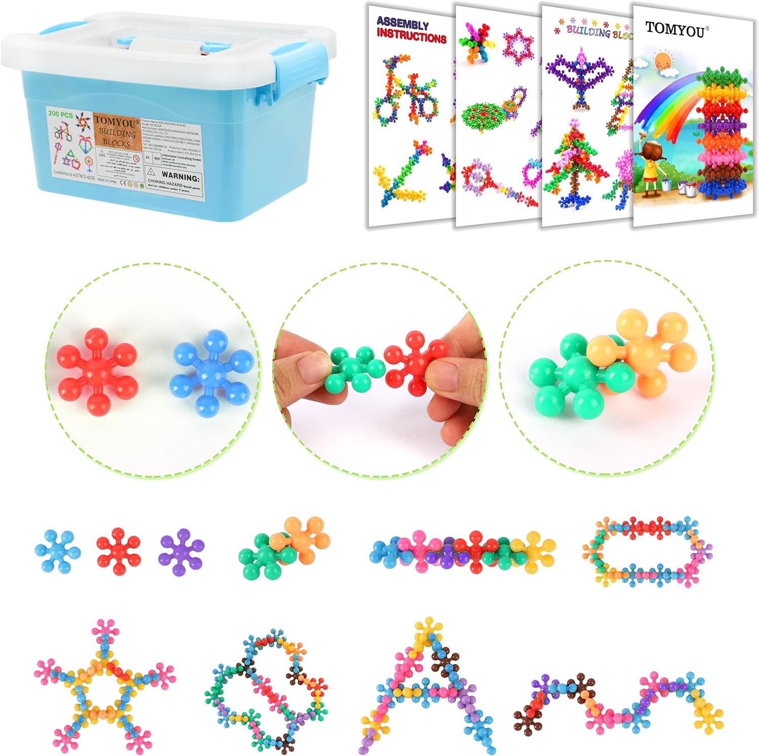 TOMYOU 200 Pieces Building Blocks Kids STEM Toys Educational Discs Sets Interlocking Solid Plastic for Preschool Boys and Girls Aged 3+, Safe Material Creativity - Image 3
