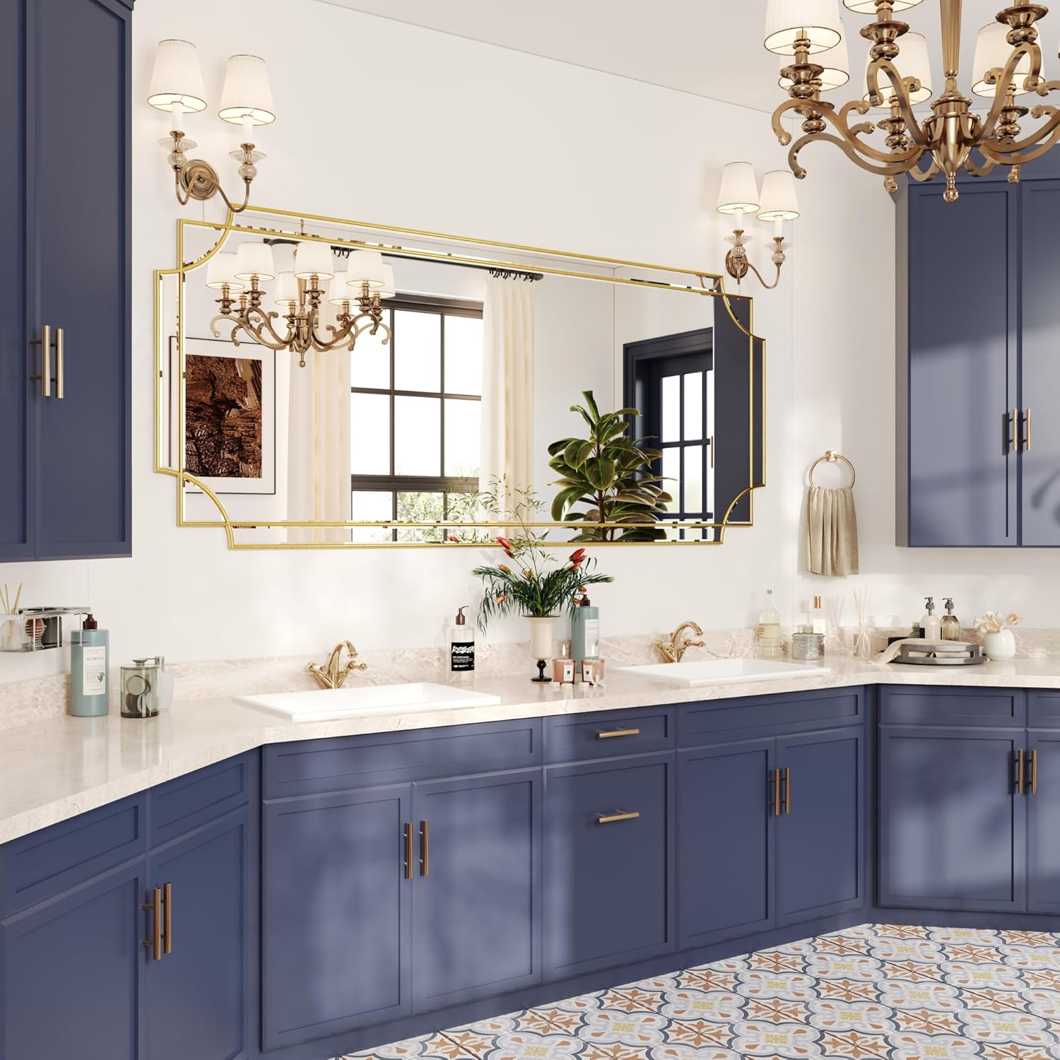 Kelly Miller 70"x30" Large Gold Beveled Full Length Mirror, Traditional Farmhouse Rectangular Wall Mirror for Bedroom, Living Room, Hallway, Entryway - Image 5