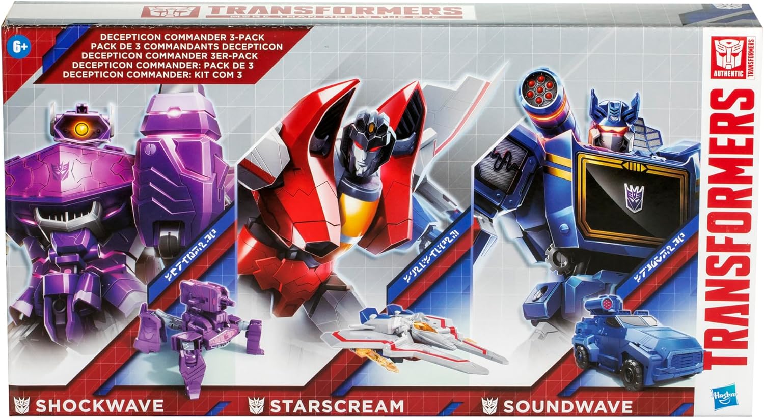 Transformers Decepticon Commander 3-Pack of 5-Inch Robot Action Figures for Boys and Girls, Starscream, Shockwave & Soundwave, Interactive Toys for Kids Ages 6 and Up (Amazon Exclusive) - Image 2