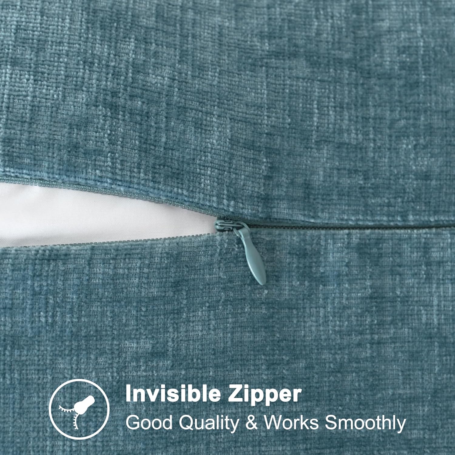 CaliTime Throw Pillow Covers Decorative 18 X 18 Inches Pack of 2 Cotton Thread Stitching Edges Solid Dyed Soft Chenille Cushion Cases for Couch Sofa Bed Living Room Farmhouse Smoke Blue - Image 7