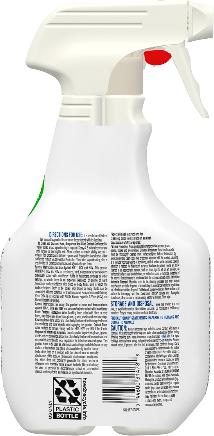 Clorox Healthcare Fuzion Cleaner Disinfectant Spray, 32 Fluid Ounces, Pack of 9 (Package May Vary) - Image 10