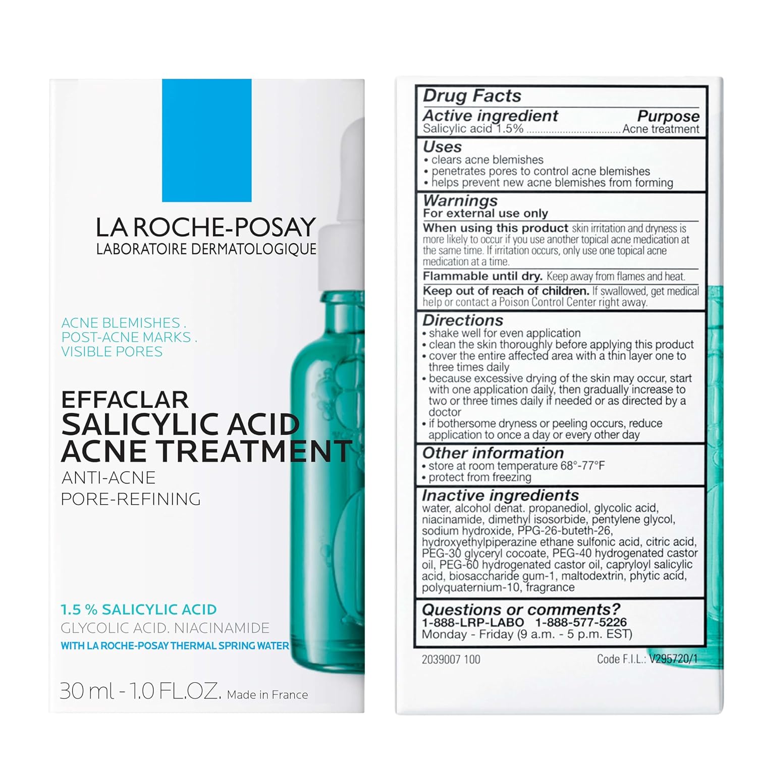 La Roche-Posay Effaclar 1.5% Salicylic Acid Serum, Acne Treatment For Face With Glycolic Acid & Niacinamide, Acne Serum Helps Clear Blackheads, Whiteheads, Pimples & Reduces Post Acne Marks - Image 7