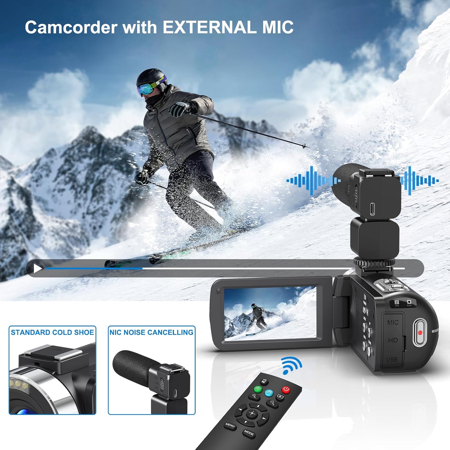 8K Video Camera Camcorder, 64MP IR Night Vision Vlogging Camera,18X Zoom 3.0“ LCD Flip Touch Screen Camcorder for YouTube with WiFi, 32G SD Card, Remote Control and Battery - Image 4