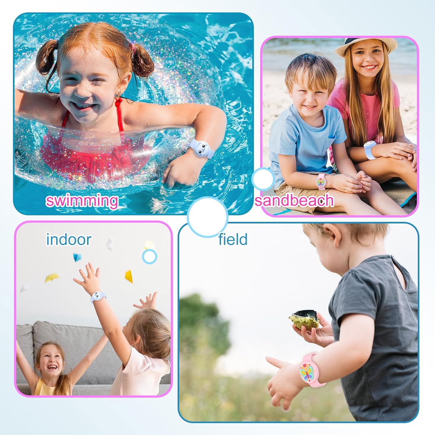 Waterproof Airtag Bracelets for Kids - (2 Pack) Soft Silicone Hidden Airtag Wristband - Lightweight GPS Tracker Holder Compatible with Apple Airtag Band for Child(Butterfly/Cat) - Image 6