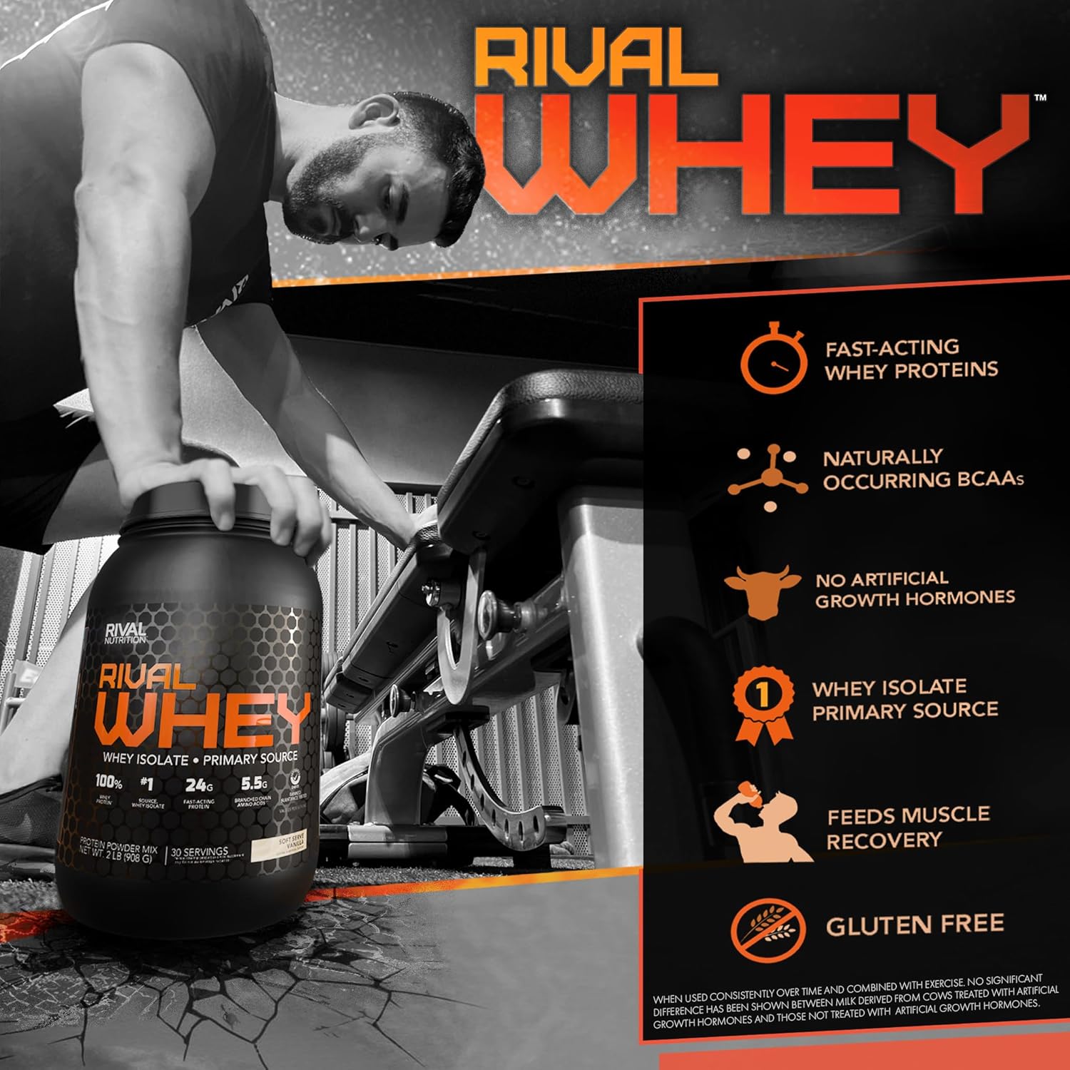 RIVAL NUTRITION Rival Whey – 5LB Rich Chocolate – Whey Isolate Primary Source Protein Powder | 24g Protein for Muscle Gain - 70 Servings - Image 2