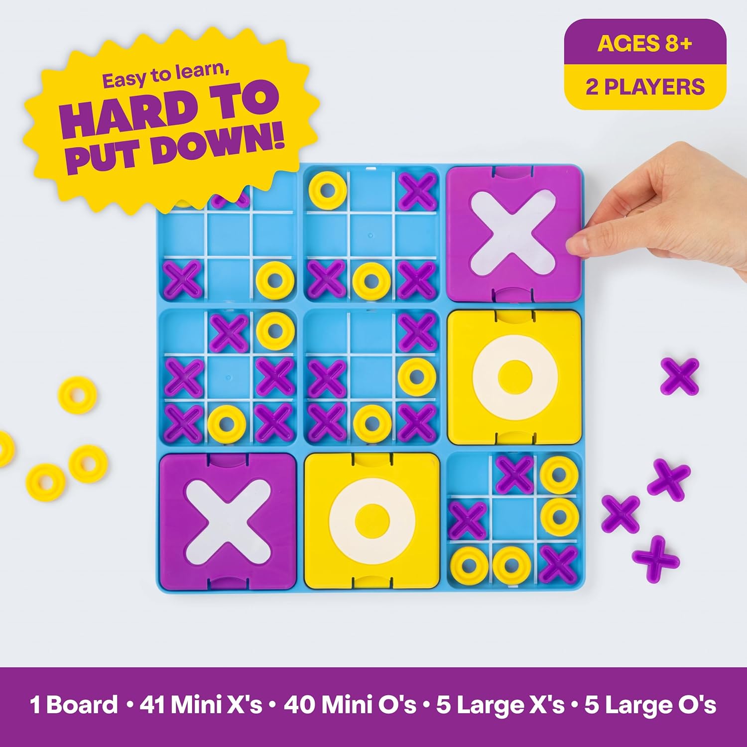 Ultimate Tic Tac Toe™ by Relatable, Exciting Board Games for Family Gatherings, Great Games for Kids, Includes 1 Board, 41 Mini X's, 40 Mini O's, 5 Large X's, 5 Large O's - Image 3